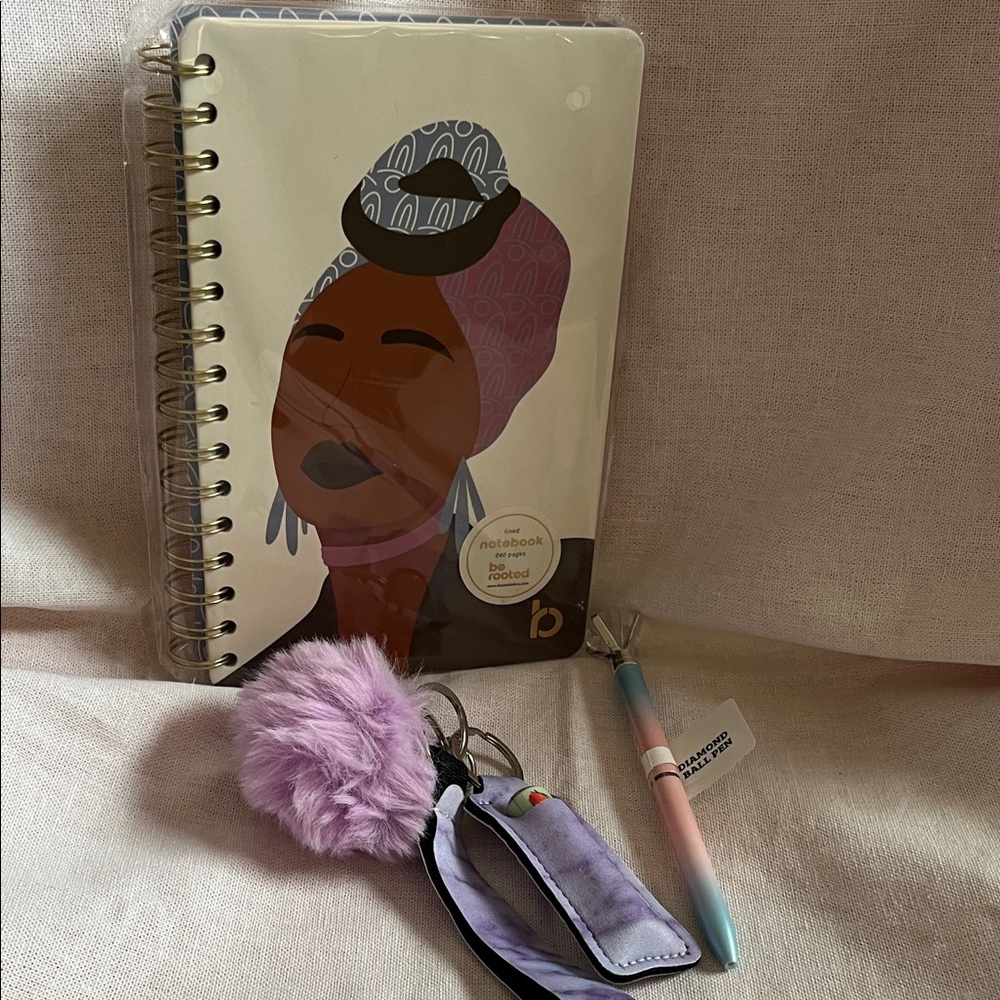 Spiral Notebook with Artistic Cover - Purple and White